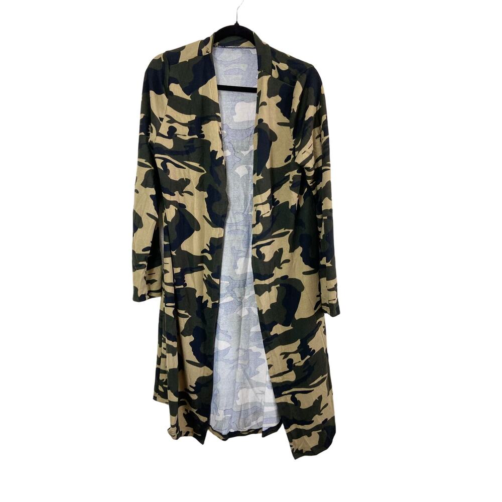 NWOT Women's Long Jacket Sweater Camo Longline Green Medium